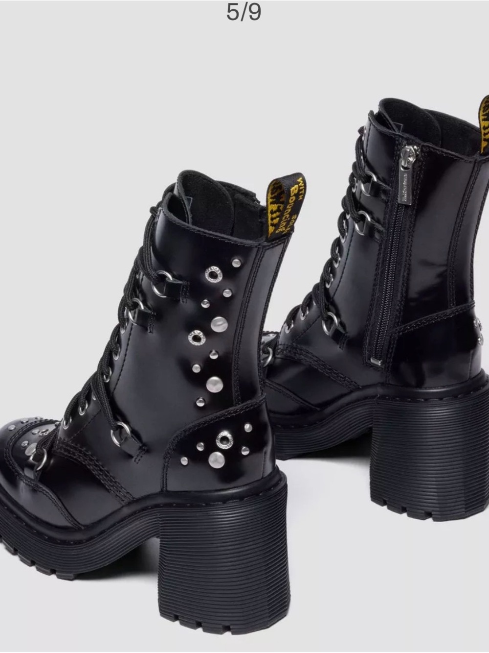 Dr. Martens Black Studded Lace-Up Platform Heel Boot/Chesney boots - Picture 4 of 9